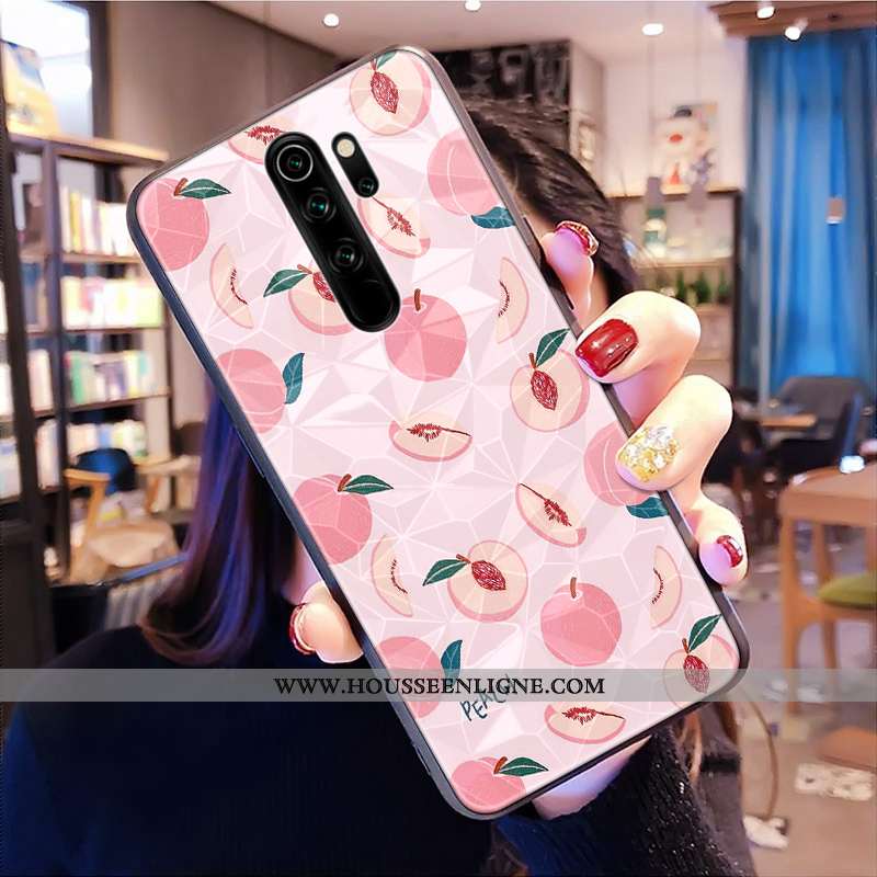 Coque Xiaomi Redmi Note 8 Pro Modèle Fleurie Rouge Téléphone Portable Losange Frais Petit Rose