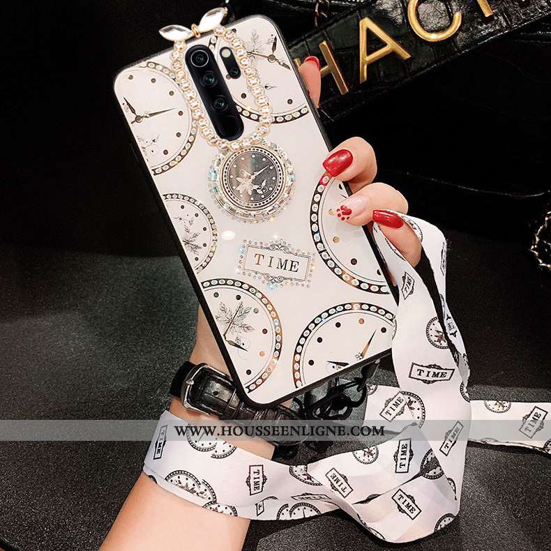 Coque Xiaomi Redmi Note 8 Pro Personnalité Fluide Doux Difficile Protection Strass Incassable Blanch