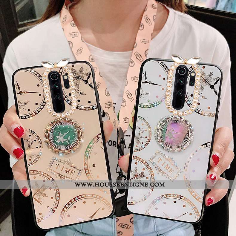 Coque Xiaomi Redmi Note 8 Pro Personnalité Fluide Doux Difficile Protection Strass Incassable Blanch
