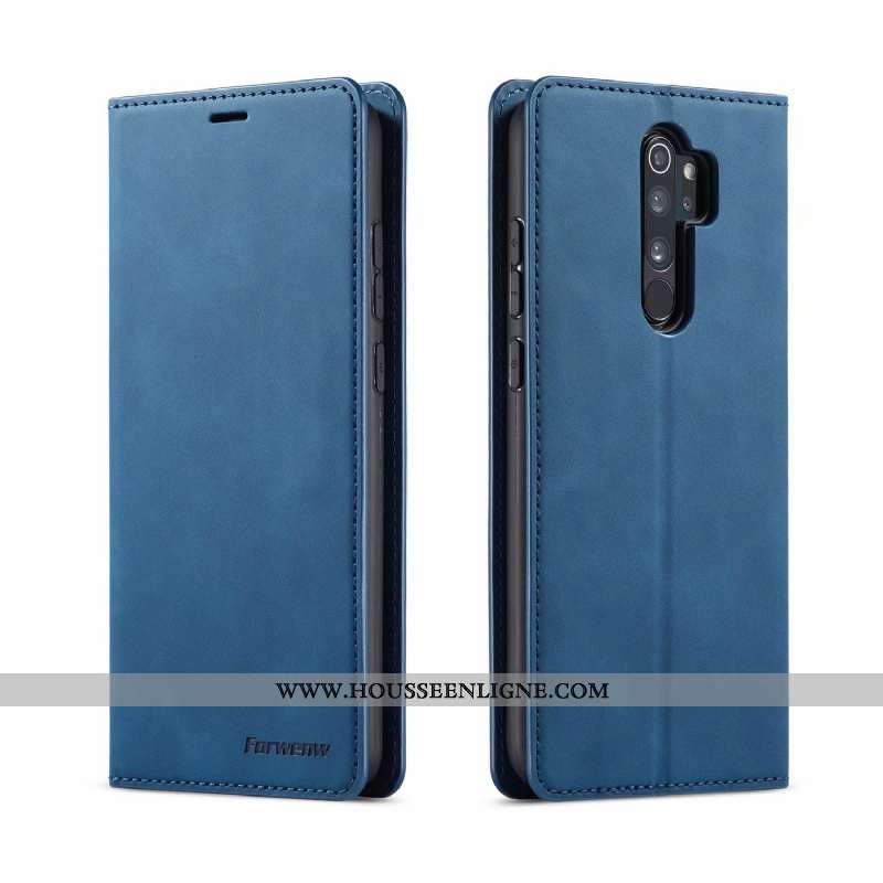 Coque Xiaomi Redmi Note 8 Pro Portefeuille Cuir Fluide Doux Rouge Housse Tout Compris