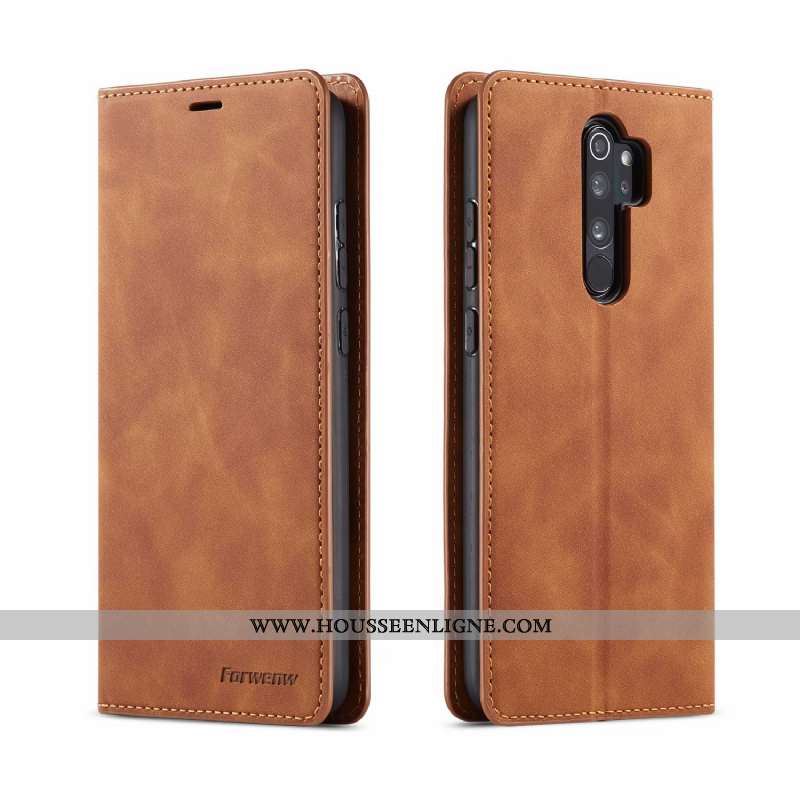 Coque Xiaomi Redmi Note 8 Pro Portefeuille Cuir Fluide Doux Rouge Housse Tout Compris