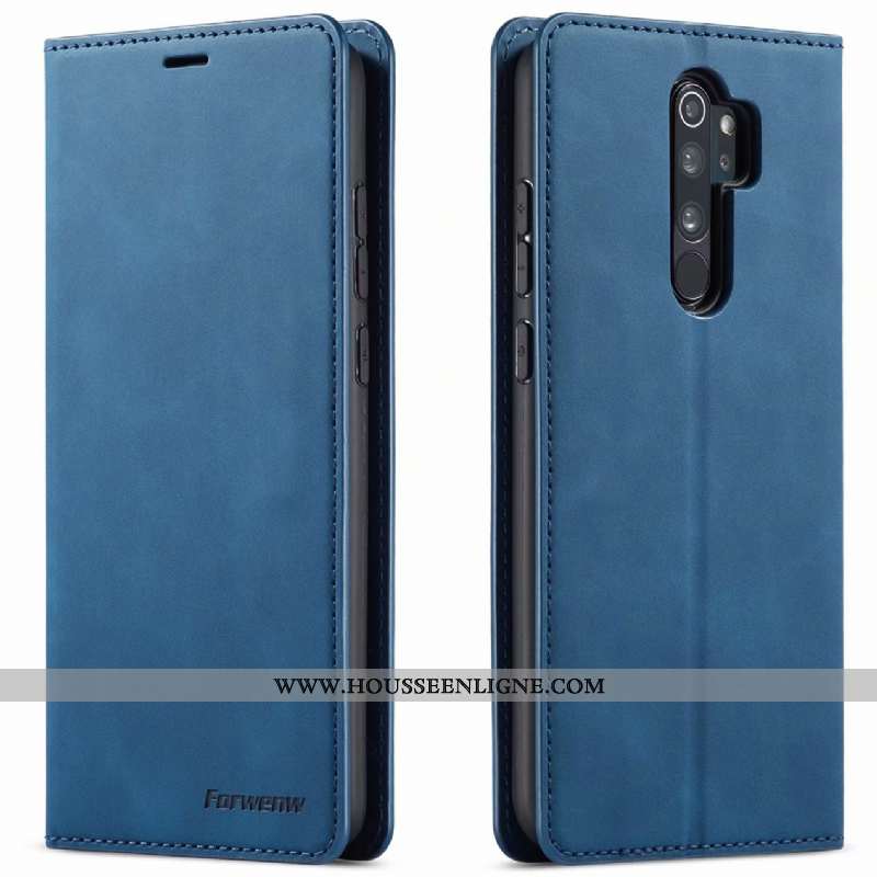 Coque Xiaomi Redmi Note 8 Pro Portefeuille Cuir Fluide Doux Rouge Housse Tout Compris