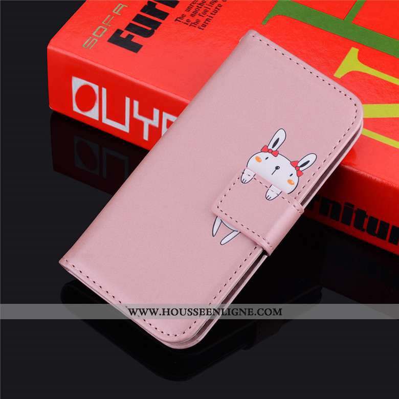 Coque Xiaomi Redmi Note 8 Pro Protection Dessin Animé Étui Téléphone Portable Rose Cuir