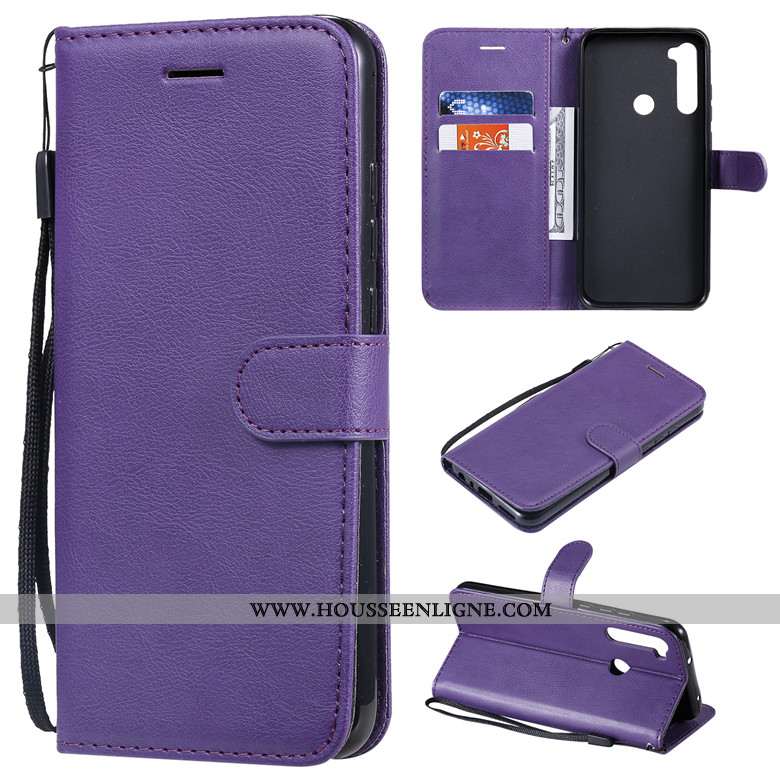 Coque Xiaomi Redmi Note 8t Cuir Protection Couleur Unie Rouge Incassable Étui Housse Violet