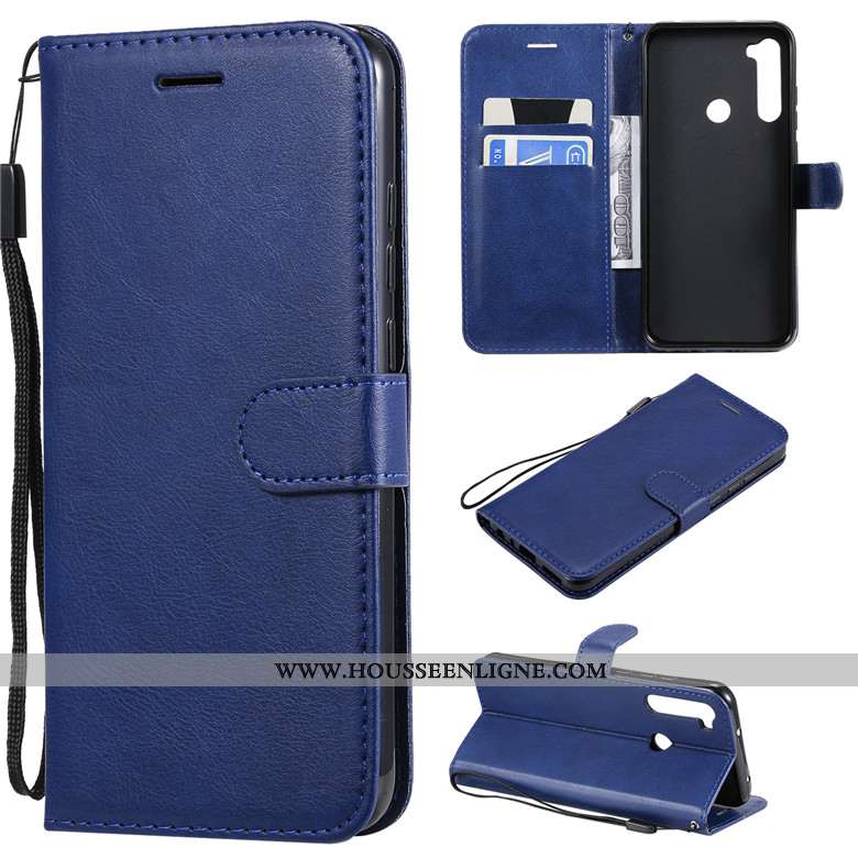 Coque Xiaomi Redmi Note 8t Cuir Protection Couleur Unie Rouge Incassable Étui Housse Violet