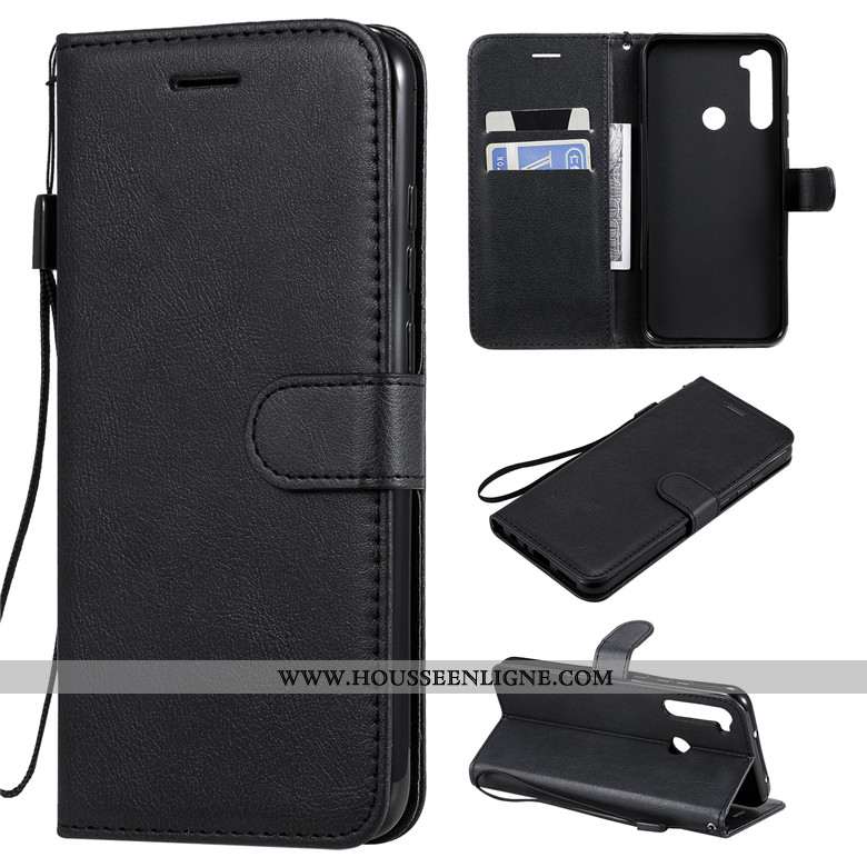 Coque Xiaomi Redmi Note 8t Cuir Protection Couleur Unie Rouge Incassable Étui Housse Violet