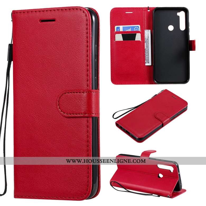 Coque Xiaomi Redmi Note 8t Cuir Protection Couleur Unie Rouge Incassable Étui Housse Violet