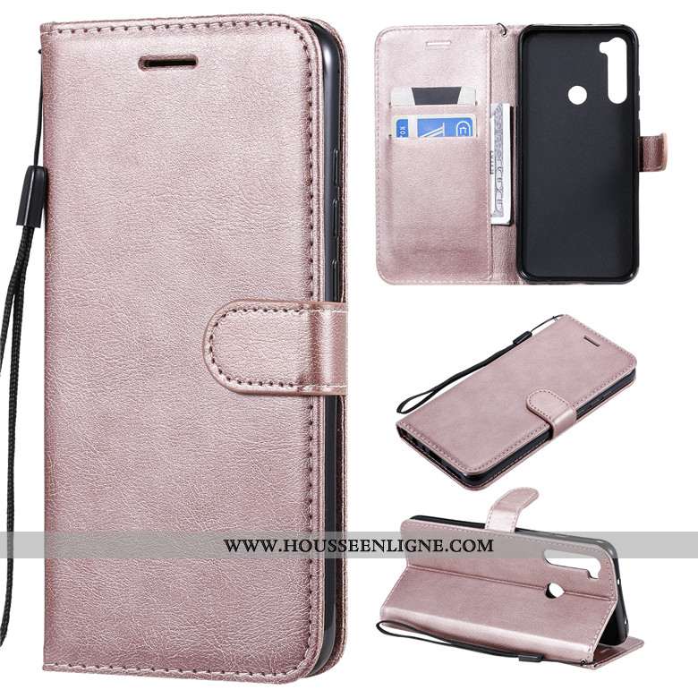 Coque Xiaomi Redmi Note 8t Cuir Protection Couleur Unie Rouge Incassable Étui Housse Violet
