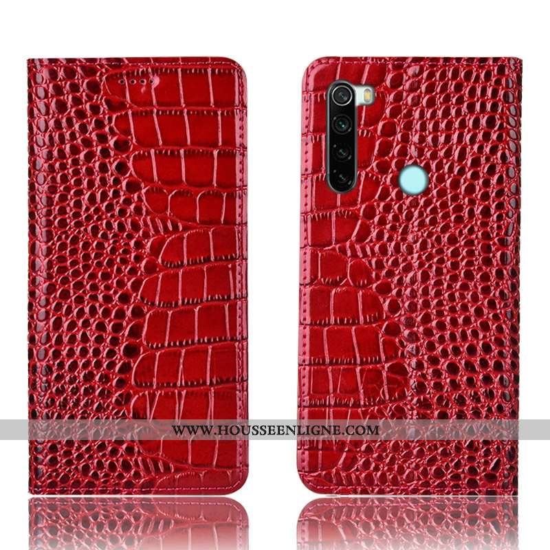 Coque Xiaomi Redmi Note 8t Protection Cuir Véritable Rouge Téléphone Portable Petit Étui Tout Compri