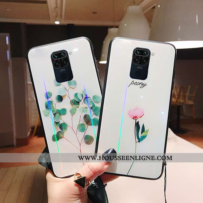 Coque Xiaomi Redmi Note 9 Créatif Gaufrage Net Rouge Tout Compris Verre Ornements Suspendus Téléphon
