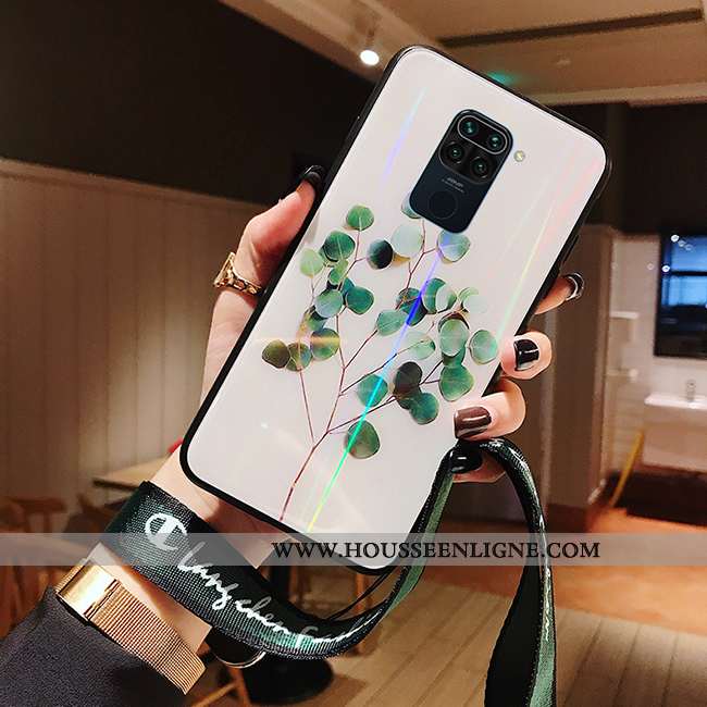 Coque Xiaomi Redmi Note 9 Créatif Gaufrage Net Rouge Tout Compris Verre Ornements Suspendus Téléphon