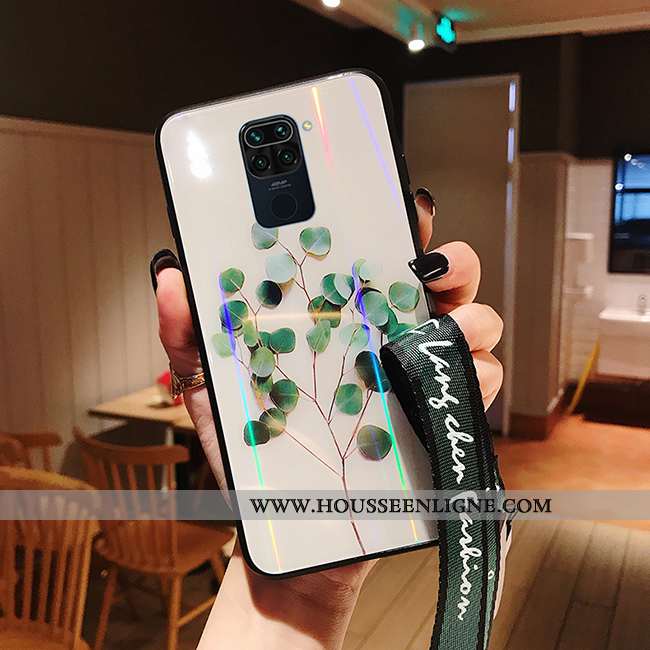 Coque Xiaomi Redmi Note 9 Créatif Gaufrage Net Rouge Tout Compris Verre Ornements Suspendus Téléphon