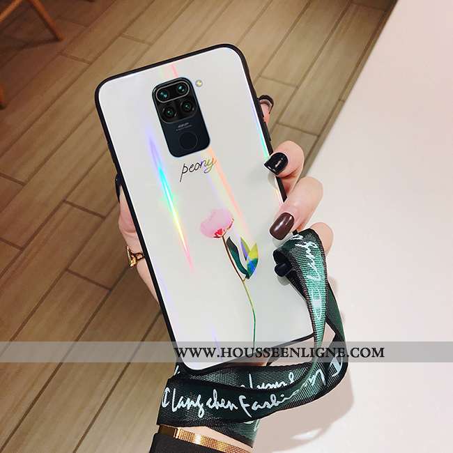 Coque Xiaomi Redmi Note 9 Créatif Gaufrage Net Rouge Tout Compris Verre Ornements Suspendus Téléphon