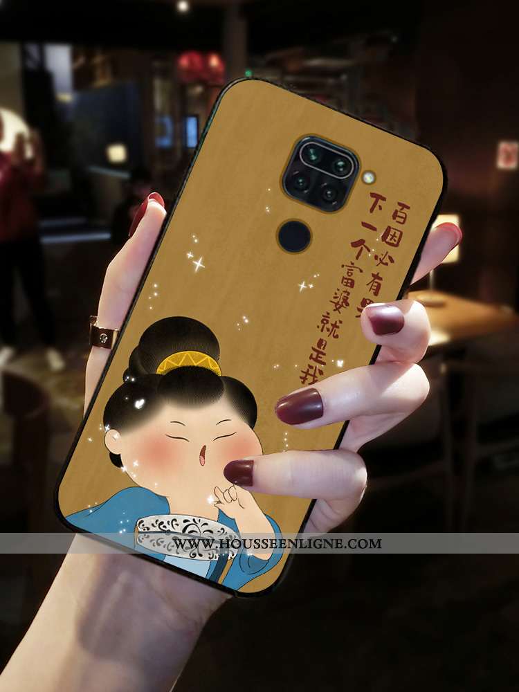 Coque Xiaomi Redmi Note 9 Fluide Doux Silicone Légère Frais Jaune Simple Délavé En Daim