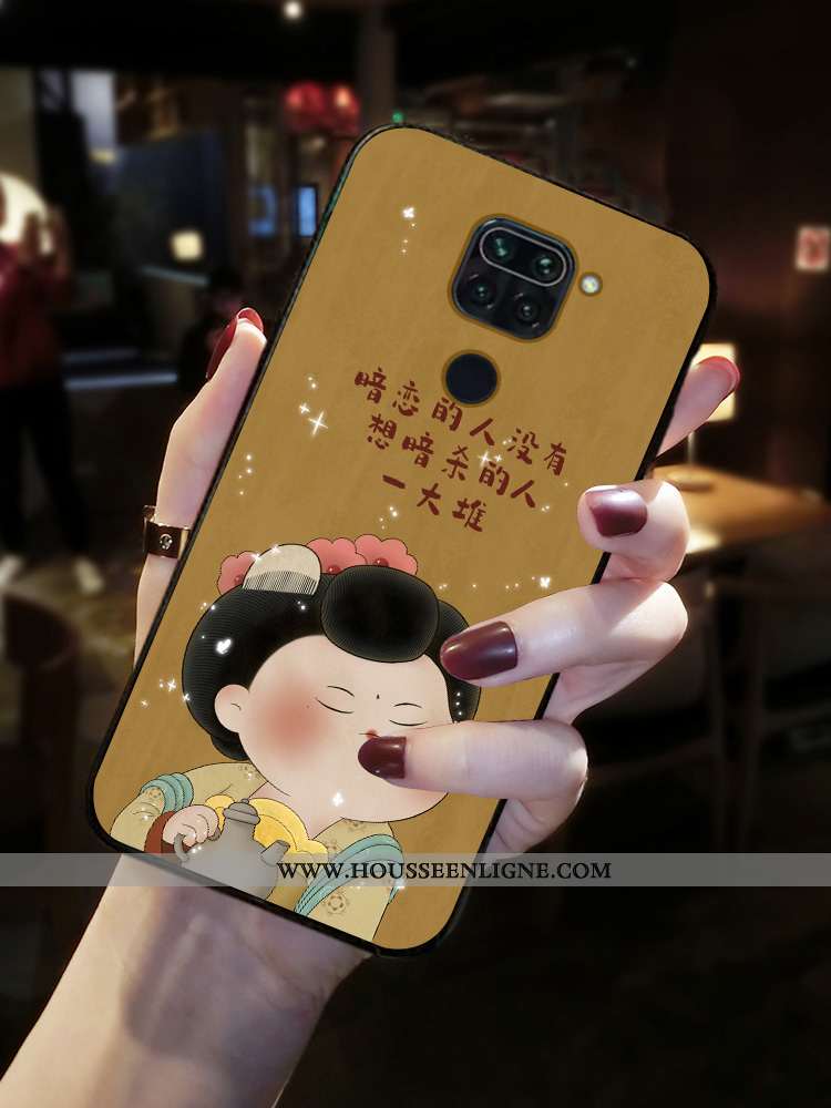 Coque Xiaomi Redmi Note 9 Fluide Doux Silicone Légère Frais Jaune Simple Délavé En Daim
