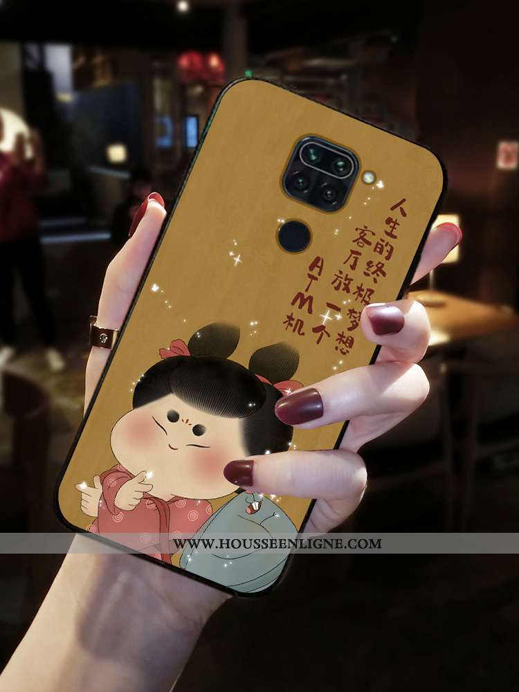 Coque Xiaomi Redmi Note 9 Fluide Doux Silicone Légère Frais Jaune Simple Délavé En Daim