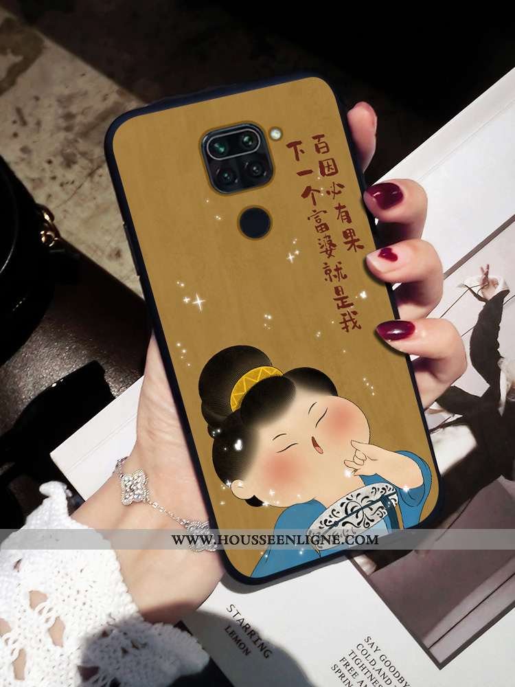 Coque Xiaomi Redmi Note 9 Fluide Doux Silicone Légère Frais Jaune Simple Délavé En Daim
