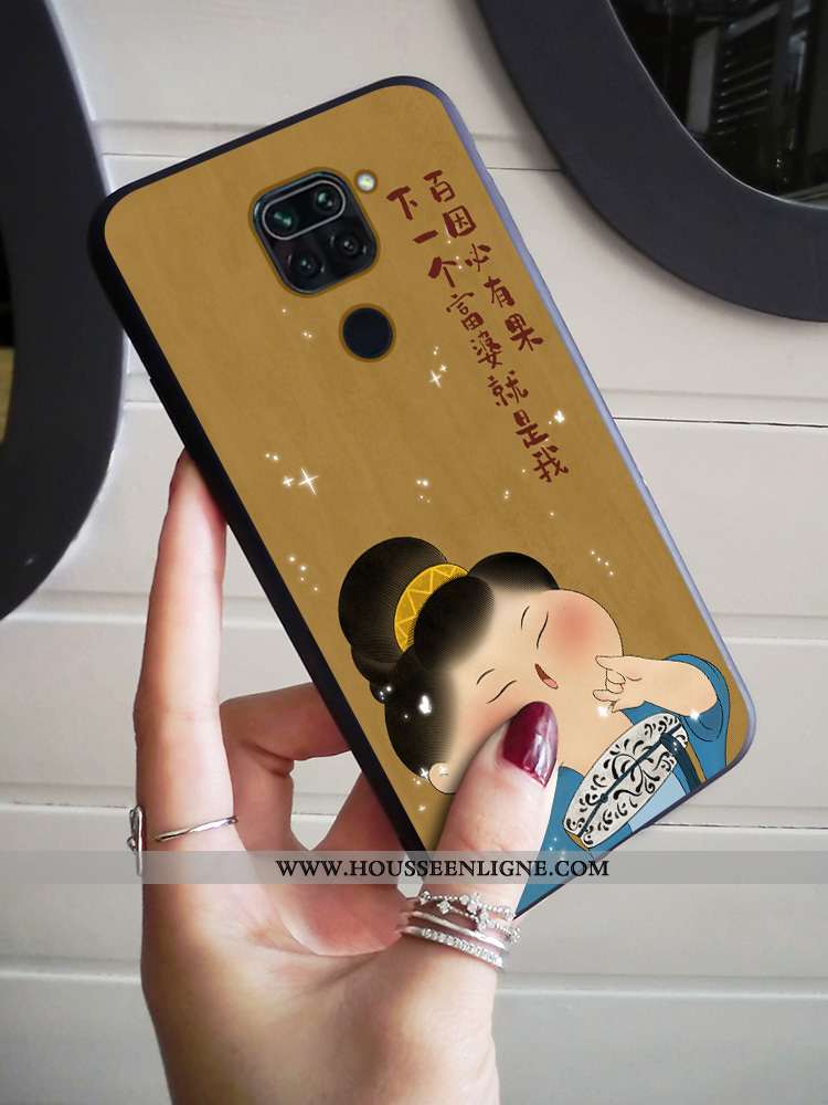 Coque Xiaomi Redmi Note 9 Fluide Doux Silicone Légère Frais Jaune Simple Délavé En Daim