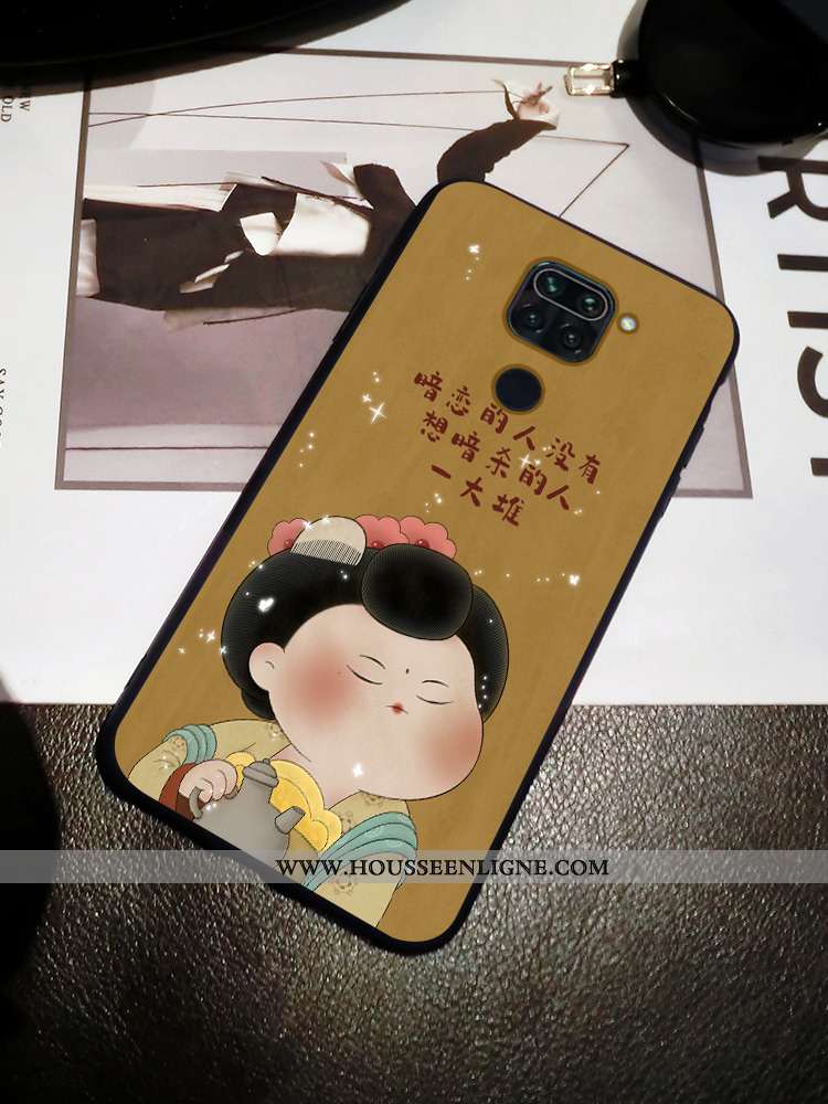 Coque Xiaomi Redmi Note 9 Fluide Doux Silicone Légère Frais Jaune Simple Délavé En Daim