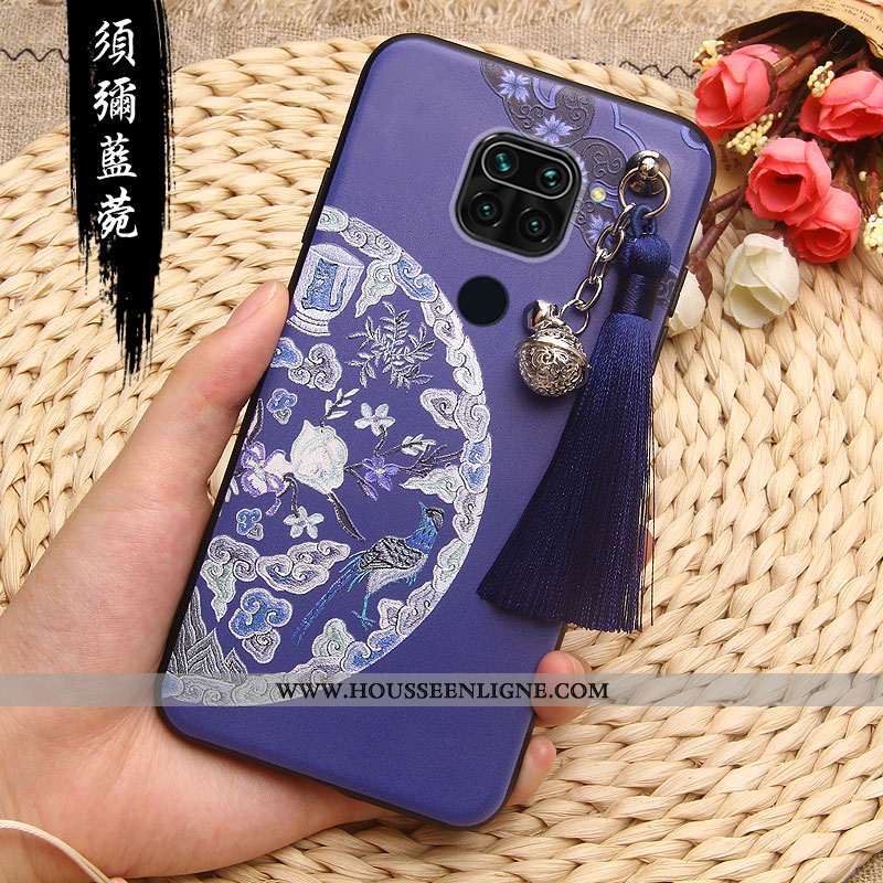 Coque Xiaomi Redmi Note 9 Gaufrage Fluide Doux Silicone Rouge Style Chinois Rose Étui