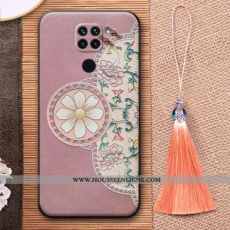 Coque Xiaomi Redmi Note 9 Personnalité Tendance À Franges Petit Fluide Doux Rouge Rose
