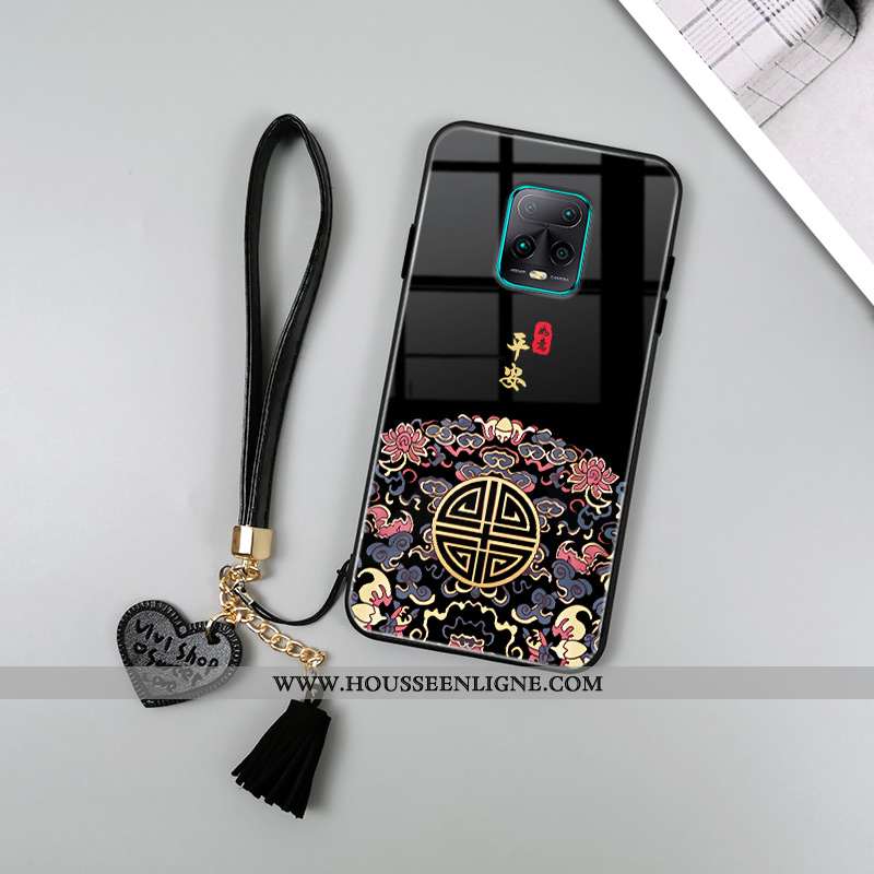Coque Xiaomi Redmi Note 9 Pro Créatif Tendance Style Chinois Protection Imprimé Rouge Simple Noir