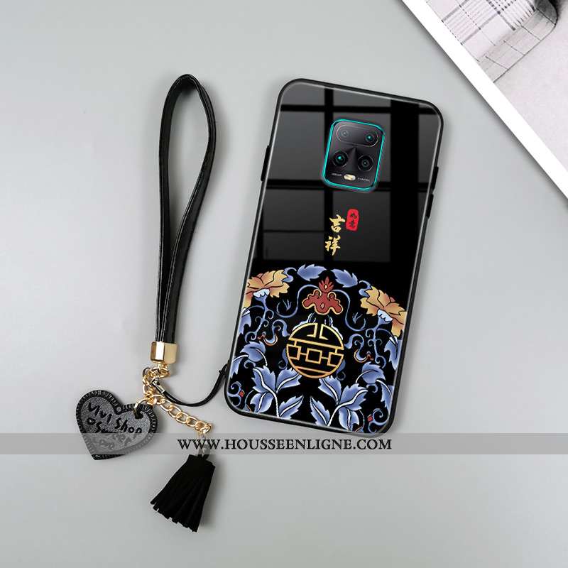 Coque Xiaomi Redmi Note 9 Pro Créatif Tendance Style Chinois Protection Imprimé Rouge Simple Noir