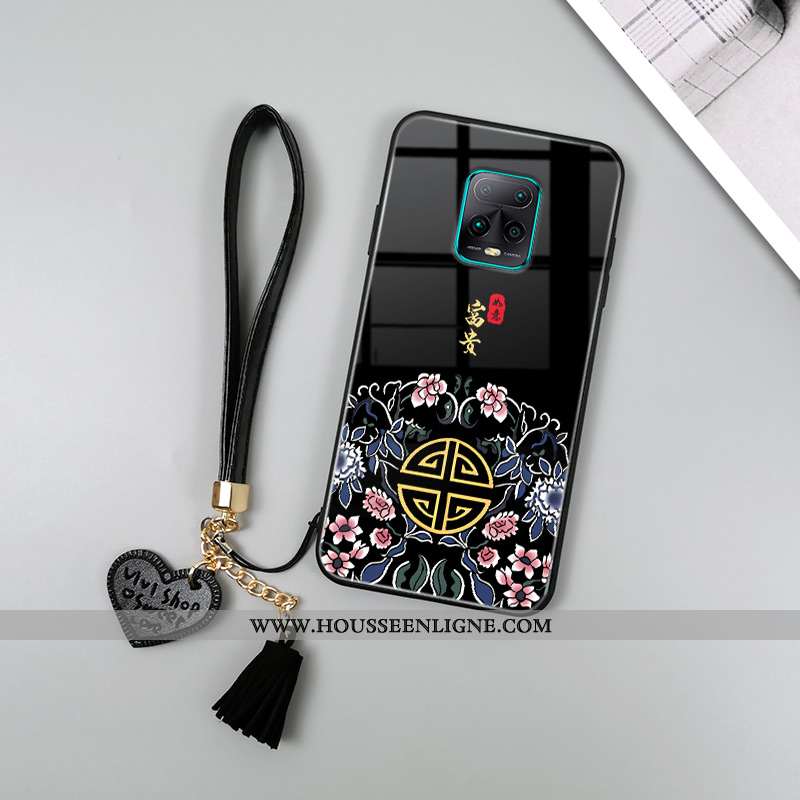 Coque Xiaomi Redmi Note 9 Pro Créatif Tendance Style Chinois Protection Imprimé Rouge Simple Noir