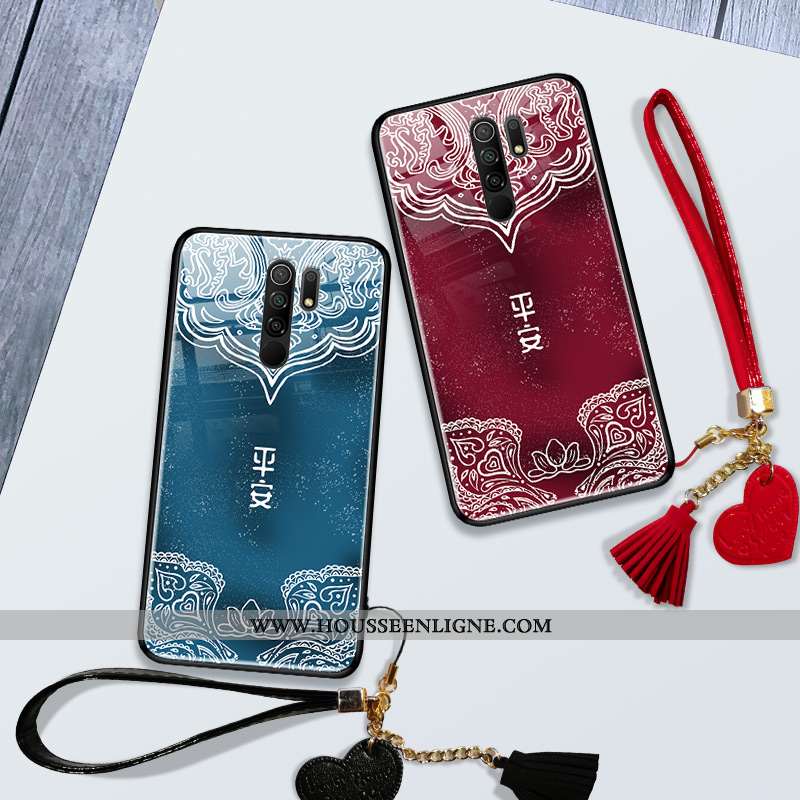 Coque Xiaomi Redmi Note 9 Pro Vintage Tendance Totem Bleu Nouveau Miroir Créatif