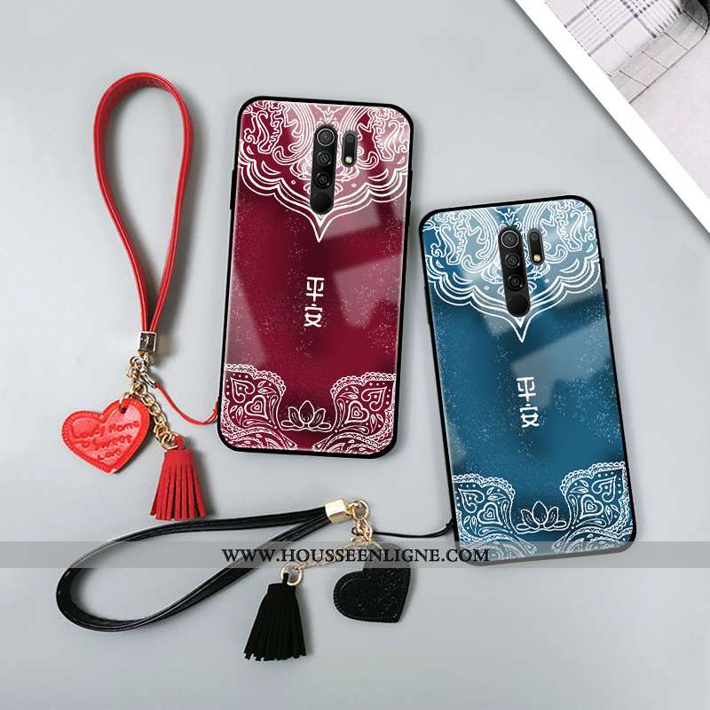 Coque Xiaomi Redmi Note 9 Pro Vintage Tendance Totem Bleu Nouveau Miroir Créatif