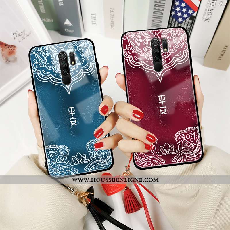 Coque Xiaomi Redmi Note 9 Pro Vintage Tendance Totem Bleu Nouveau Miroir Créatif