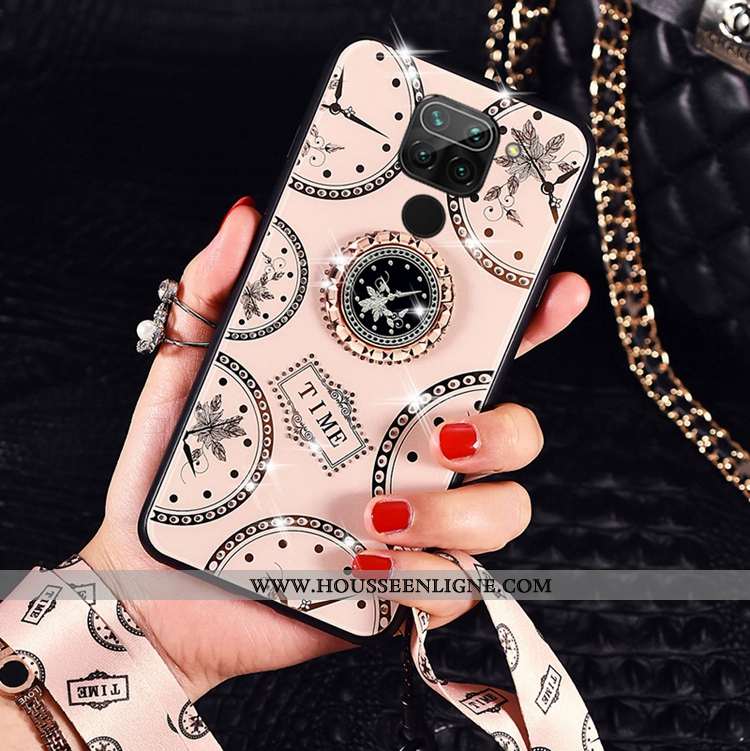 Coque Xiaomi Redmi Note 9 Protection Personnalité Étui Boucle Téléphone Portable Tendance Rouge Doré