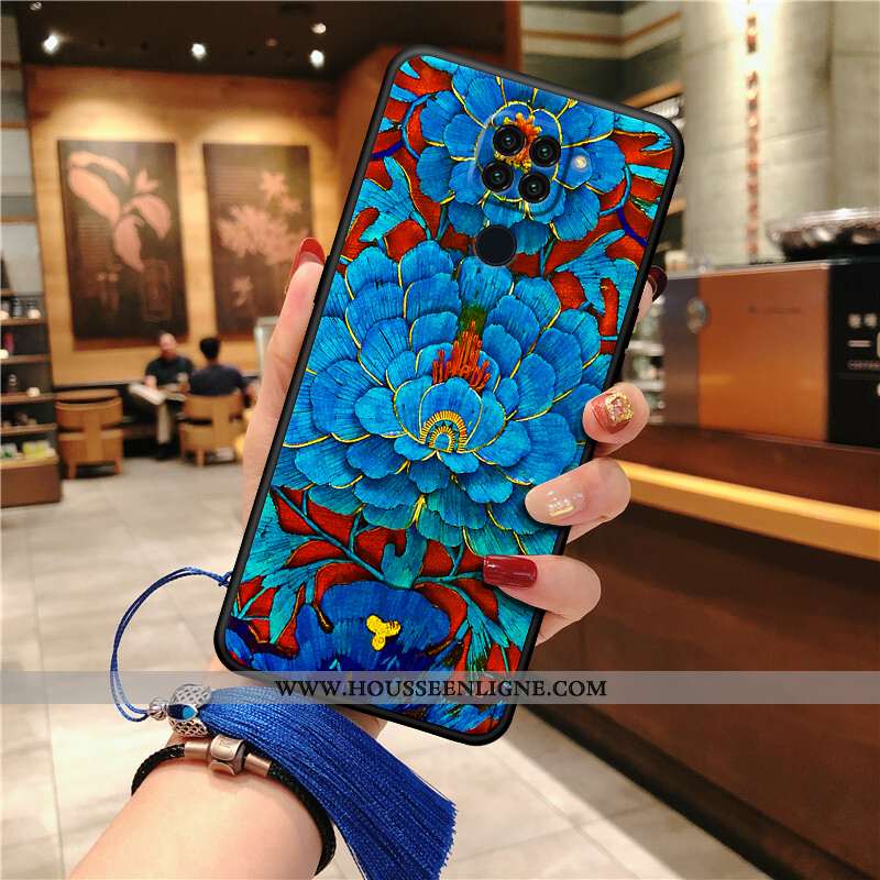 Coque Xiaomi Redmi Note 9 Protection Vintage Amoureux Style Chinois Tout Compris Net Rouge Étui Bleu