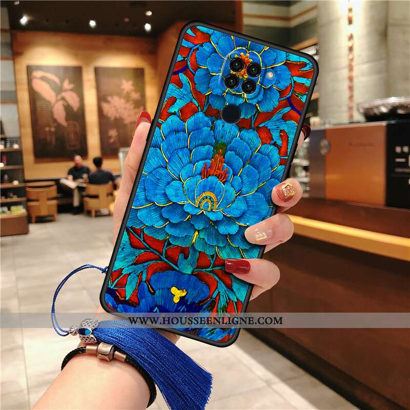 Coque Xiaomi Redmi Note 9 Protection Vintage Amoureux Style Chinois Tout Compris Net Rouge Étui Bleu