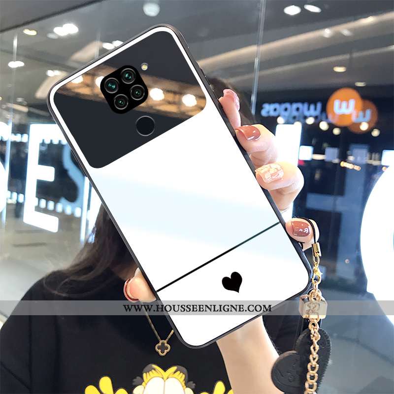 Coque Xiaomi Redmi Note 9 Tendance Mode Étui Tempérer Incassable Amour Miroir Blanche