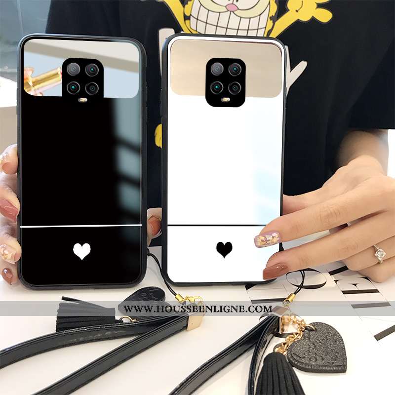 Coque Xiaomi Redmi Note 9 Tendance Mode Étui Tempérer Incassable Amour Miroir Blanche