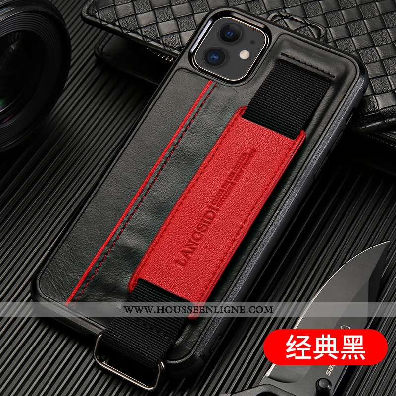 Coque iPhone 11 Cuir Véritable Tendance Bovins Luxe Luxe Téléphone Portable Incassable Marron