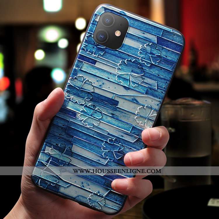 Coque iPhone 11 Fluide Doux Silicone Incassable Net Rouge Créatif Nouveau Délavé En Daim Bleu