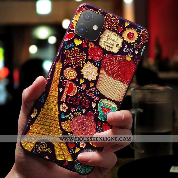 Coque iPhone 11 Fluide Doux Silicone Incassable Net Rouge Créatif Nouveau Délavé En Daim Bleu