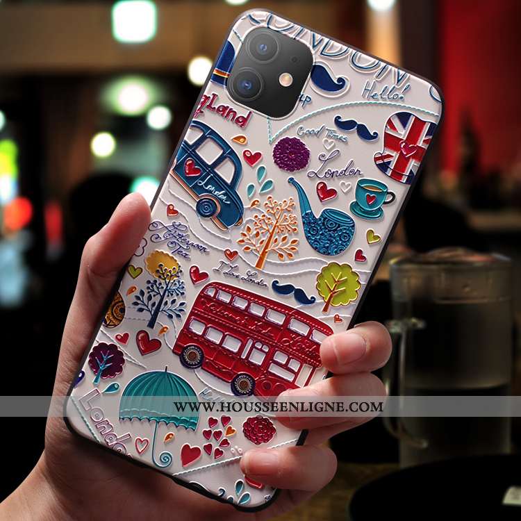 Coque iPhone 11 Fluide Doux Silicone Incassable Net Rouge Créatif Nouveau Délavé En Daim Bleu