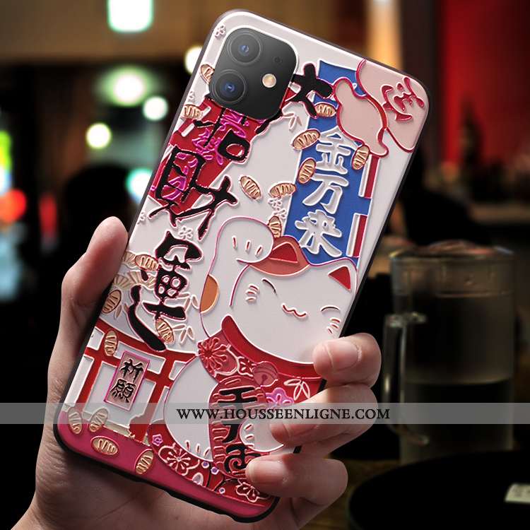Coque iPhone 11 Fluide Doux Silicone Incassable Net Rouge Créatif Nouveau Délavé En Daim Bleu