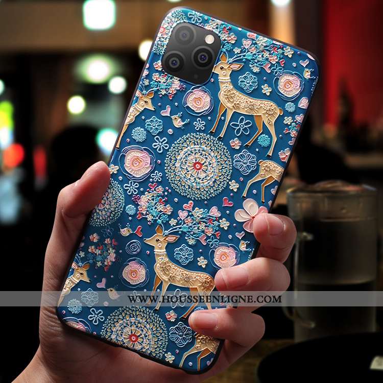 Coque iPhone 11 Fluide Doux Silicone Incassable Net Rouge Créatif Nouveau Délavé En Daim Bleu