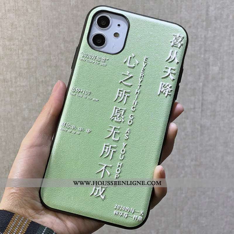 Coque iPhone 11 Gaufrage Personnalité Dimensionnel Simple Téléphone Portable Soie Mulberry Créatif V