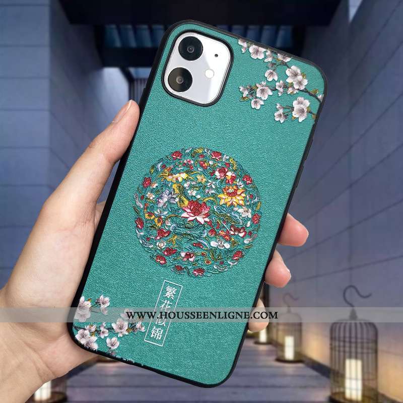 Coque iPhone 11 Gaufrage Tendance Téléphone Portable Soie Mulberry Palais Orange