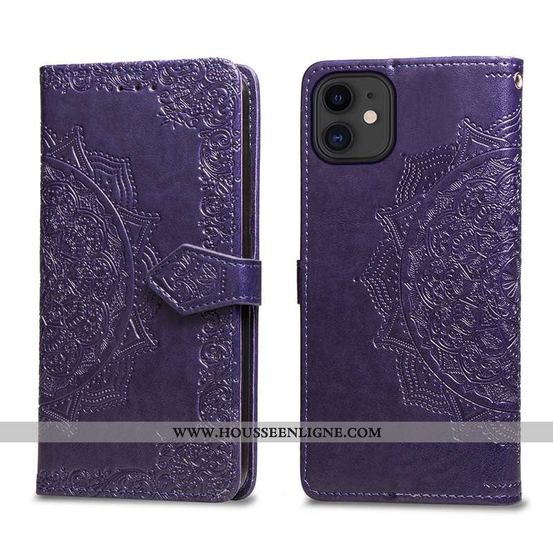 Coque iPhone 11 Gaufrage Vintage Tout Compris Téléphone Portable Incassable Housse Cuir Gris