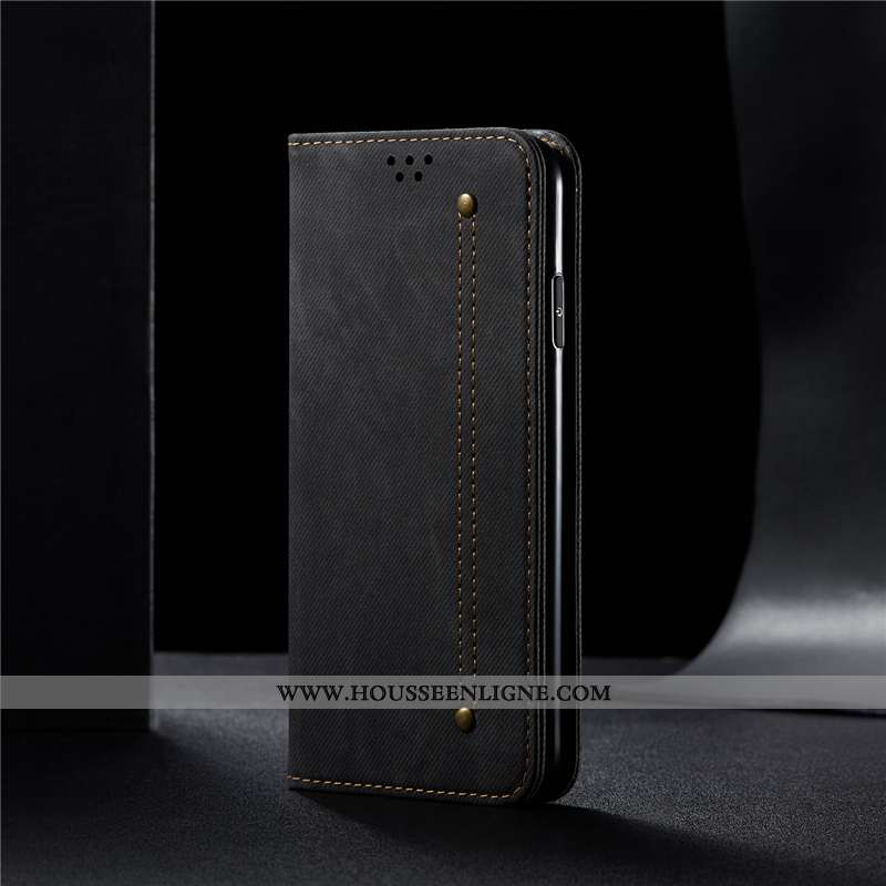 Coque iPhone 11 Modèle Fleurie Cuir Véritable Incassable Noir Luxe Étui
