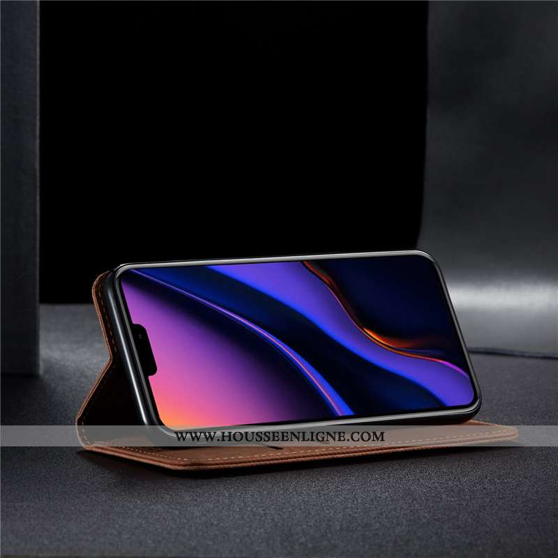 Coque iPhone 11 Modèle Fleurie Cuir Véritable Incassable Noir Luxe Étui