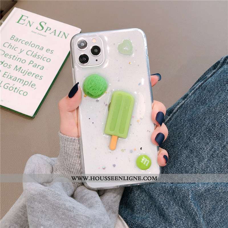 Coque iPhone 11 Pro Charmant Fluide Doux Silicone Personnalité Vert Incassable Verte