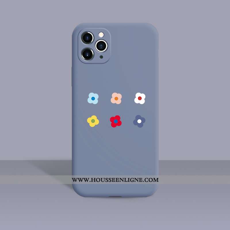 Coque iPhone 11 Pro Créatif Tendance Délavé En Daim Téléphone Portable Silicone Incassable Vent Bleu