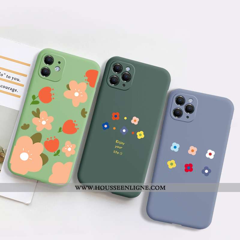 Coque iPhone 11 Pro Créatif Tendance Délavé En Daim Téléphone Portable Silicone Incassable Vent Bleu